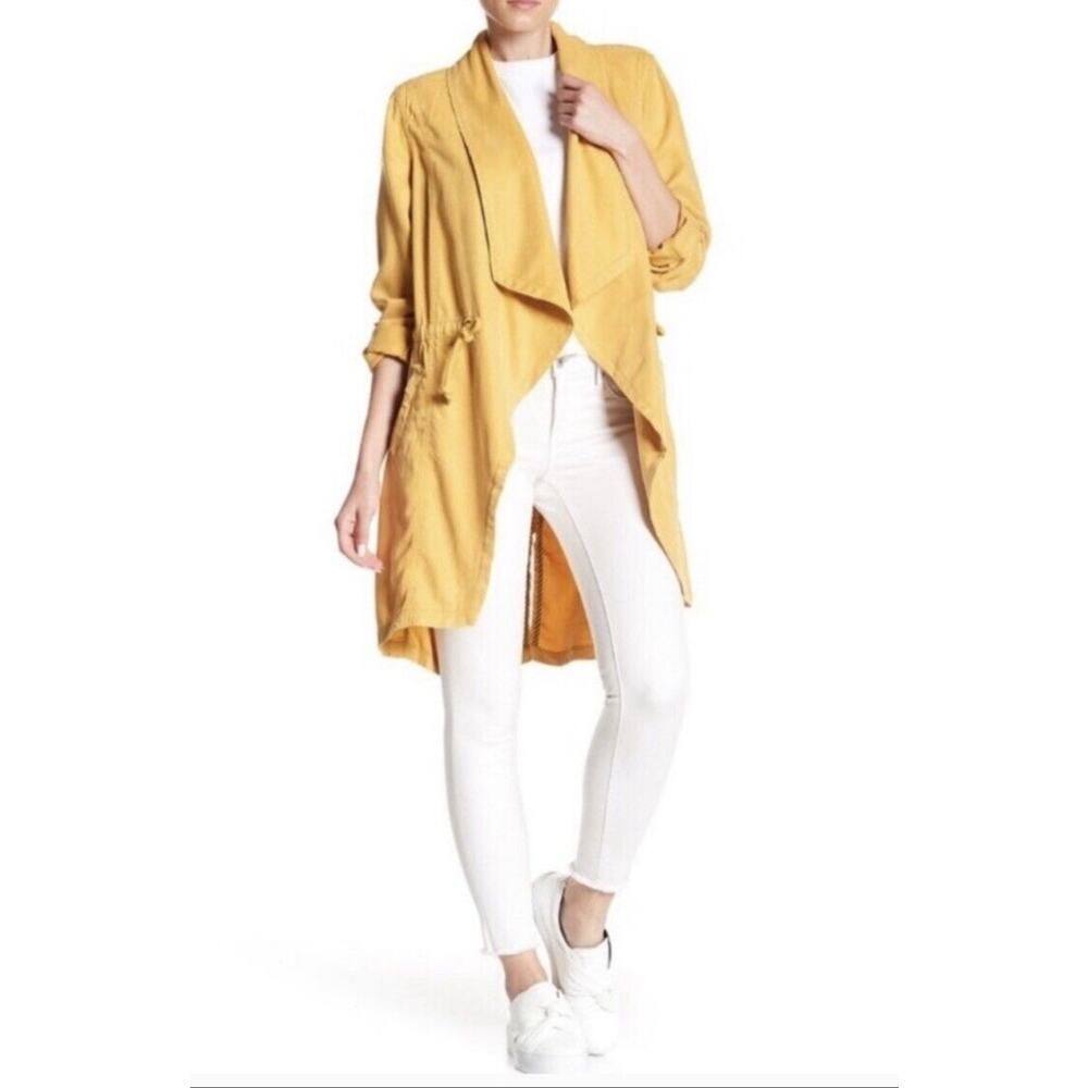 Max Jeans Mustard Color Tencel Drape Long Length Jacket Size S